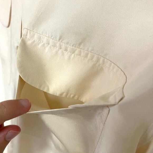 BROOKS BROTHERS Women’s Silk Button Front Shirt Sz 12 Ivory Long Sleeve Pockets - Picture 4 of 9